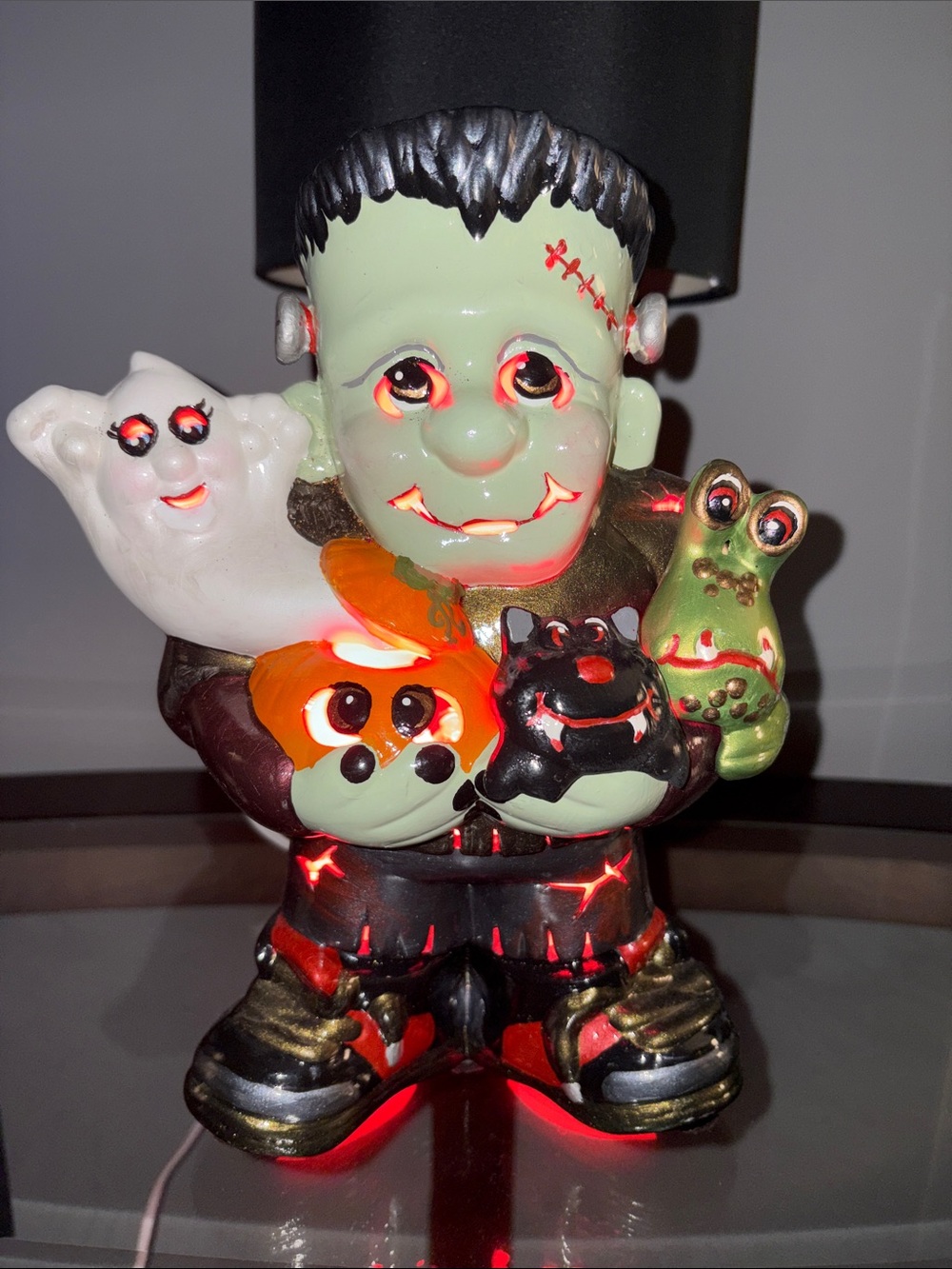 Ceramic 11” hand painted, light up Frankenstein